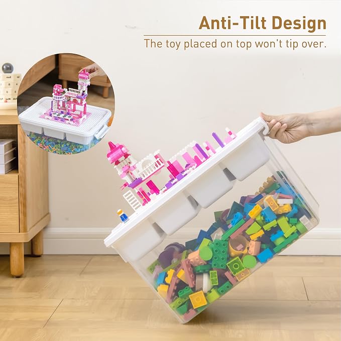 Citylife 32QT 4-Pack Clear Craft Storage Box Buildable Lid Removable Tray | - Image 4