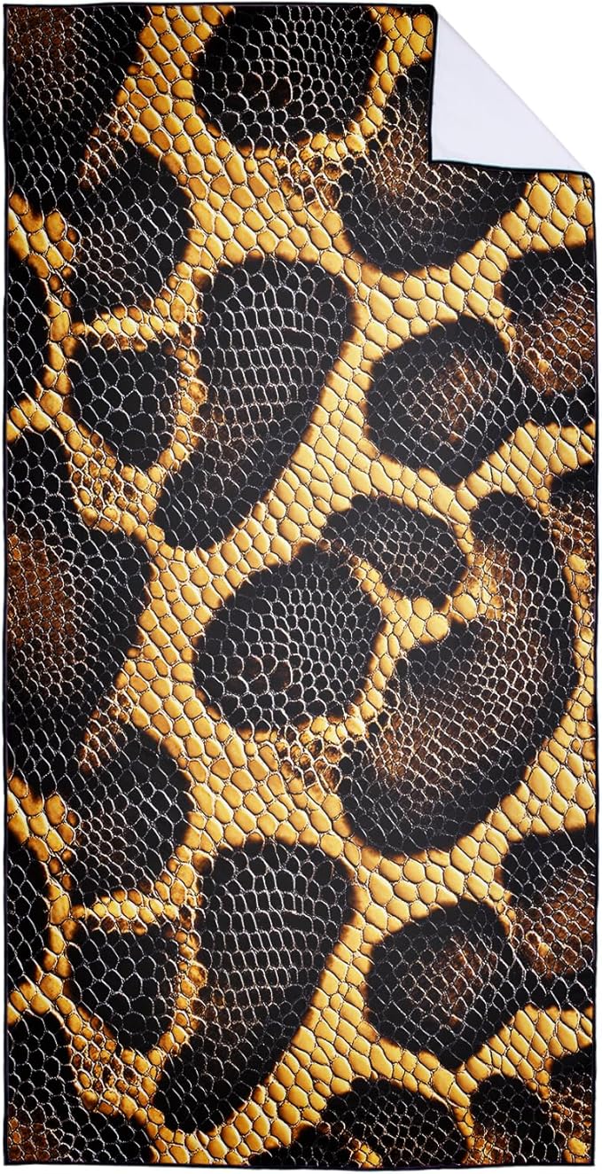 Snake Skin Pattern Beach Towel Oversized 36" x 72", Thin Lightweight Sand Free Quick Dry Microfiber Towel for Swimming Pool Cruise Camping Travel