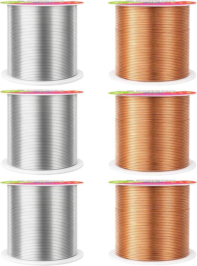 Mandala Crafts 22 GA Copper Silver Tone Combo Anodized Aluminum Craft Wire | - Image 2