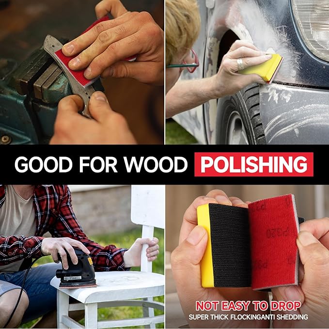 20 Pcs 3 x 4 Inch 3000 Grit Sanding Sponge Set, Ultra Fine Sanding Sponges Pads, Soft Foam Hand Sander Block Wet Dry Sandpaper for Model Drywall Metal Wood Furniture Polishing