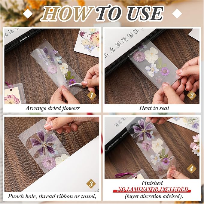 Fuyoooo 176 Pcs Pressed Flowers Bookmark Making Kit, DIY Bookmark Laminating - Image 3