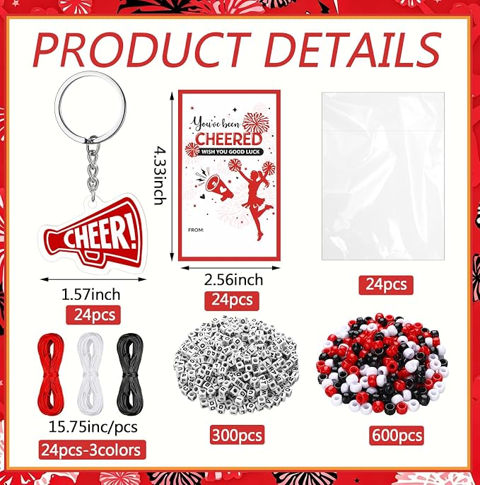 Suncalla 996 Pcs 24 Set Cheer Keychain Making Kit DIY Key Chain Crafts Gift | - Image 2