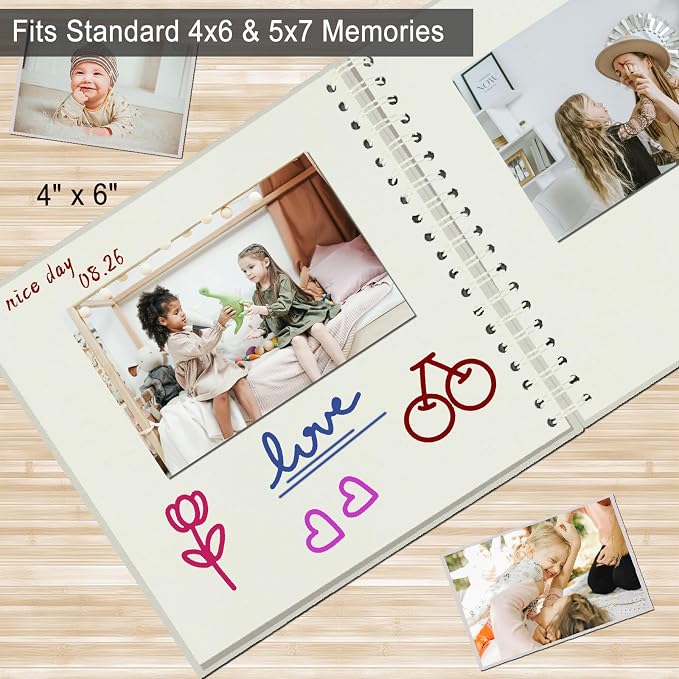 DIY Scrapbook Album 8x8 Inch, Hardcover Kraft Paper Scrap Book Photo Album - Image 6