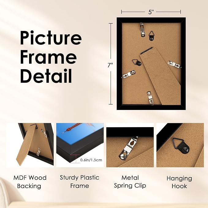 FIXSMITH 5x7 Picture Frame, Display Pictures 4x6 - Image 4
