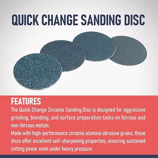2" Zirconia Sanding Discs, Quick Change, Zir A/O, Quick Change TR, Assorted 20 Pcs, 1 pad Holder, P36/60/80/120