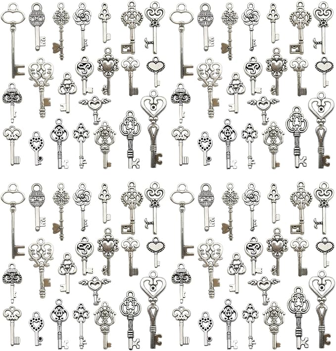WOCRAFT 120pcs Antique Silver Small Key Charm by WOCRAFT
