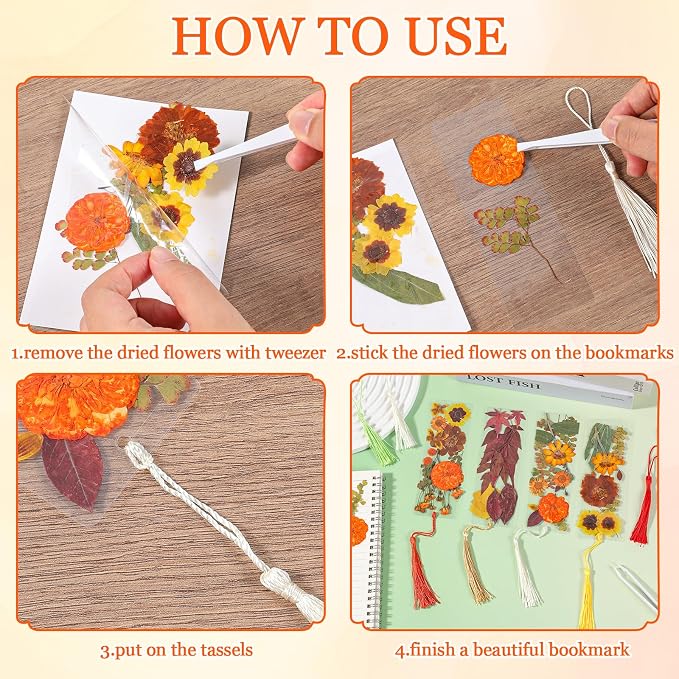 20 Sets Dried Flower Bookmark Making Kit Transparent Bookmark DIY Projects - Image 4