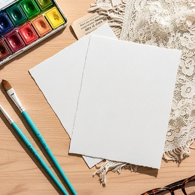 100 Sheets Deckled Edge Paper 6x8 inches, 160 GSM Handmade Paper, - Image 4