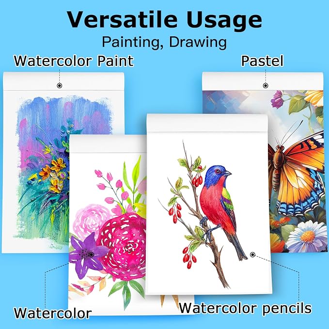 Hapikalor 9"x12" Watercolor Paper Pad, 140lb/300gsm Artist Painting Drawing - Image 5