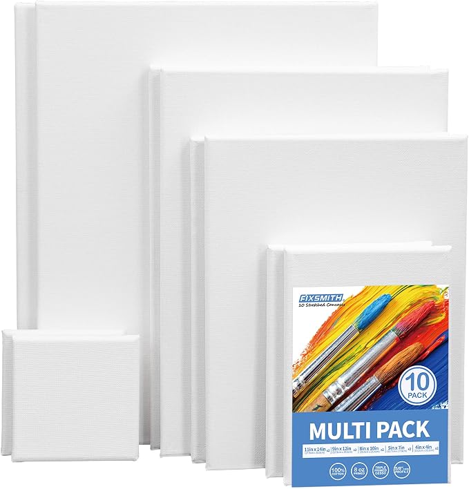 FIXSMITH Stretched Canvas for Painting- 10 Pack Multisize 4x4, 100% Cotton - Image 2