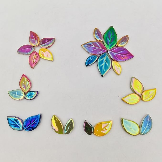 500g/1.1lb Leaf-Shaped Ceramic Mosaic Tiles, Ceramic Mosaic Pieces - Image 7