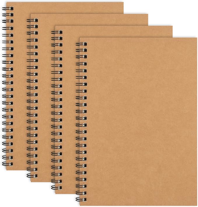 EOOUT 4 Pack A5 Blank Spiral Notebooks Sketchbooks, Unlined Journals 5.5 x 8.3in by EOOUT