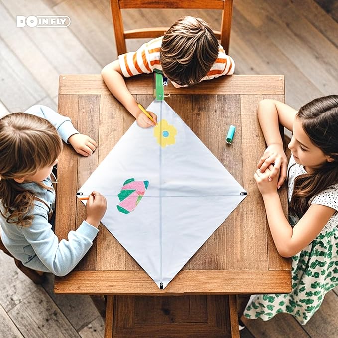 Kite Making Kit for Adults & Kids: 3 Pack DIY Blank White Diamond Kites - Image 5