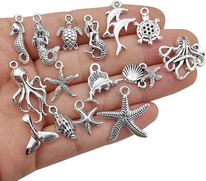 Youdiyla 100pcs Summer Beach Charms Collection, Bulk Marine Sea Animal Life - Image 4