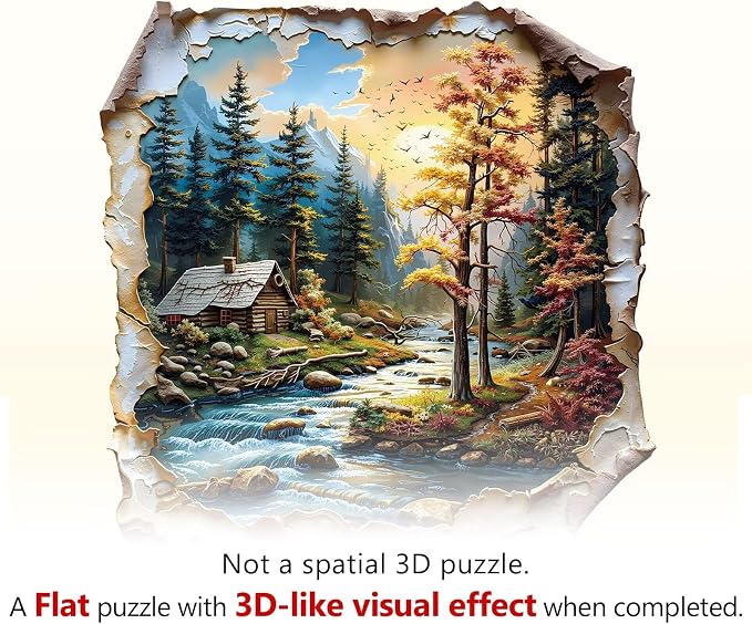 Autumn Dreamscape Puzzles Adults Gifts Wooden 185 Pieces 10.6 * 10.5in - Image 9