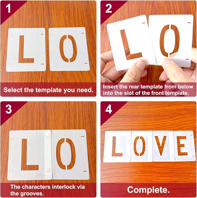 2 Pack - 1 Inch Letter Stencils Set, 72 Reusable Stencils - Image 4