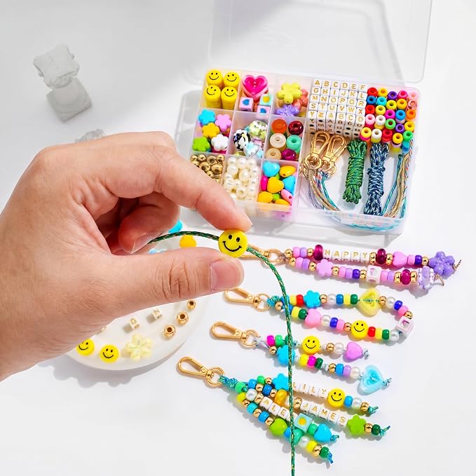 421 PCS DIY Beaded Keychain Making Kit, Bag Charm Craft Supplies – Acrylic - Image 6