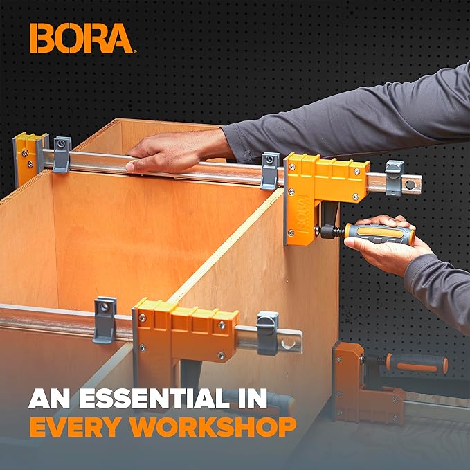 Bora 4 Piece Parallel Clamps for Woodworking Clamps 4 Pack 2 x 18 inch plus 2 x 24 inch Parallel Clamp Spreader Set Bar Clamp 1100 Lbs clamping force Bar Clamp Set 571450I