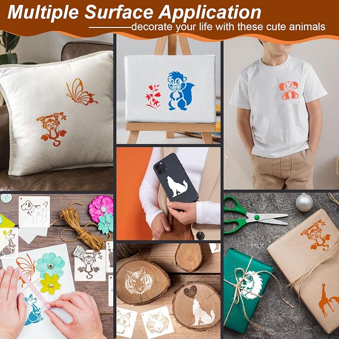 Animal Stencils for Painting on Wood, Small Plastic Rock Templates for Painting - Image 2