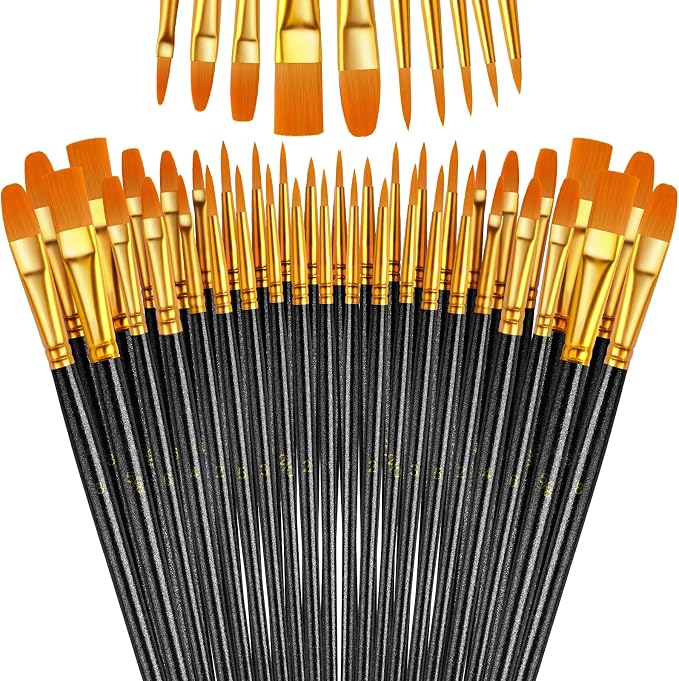 Paint Brushes Set, 24 Pack 240 Pcs Round-Pointed Tip Paintbrushes Nylon Hair by LIDCOM