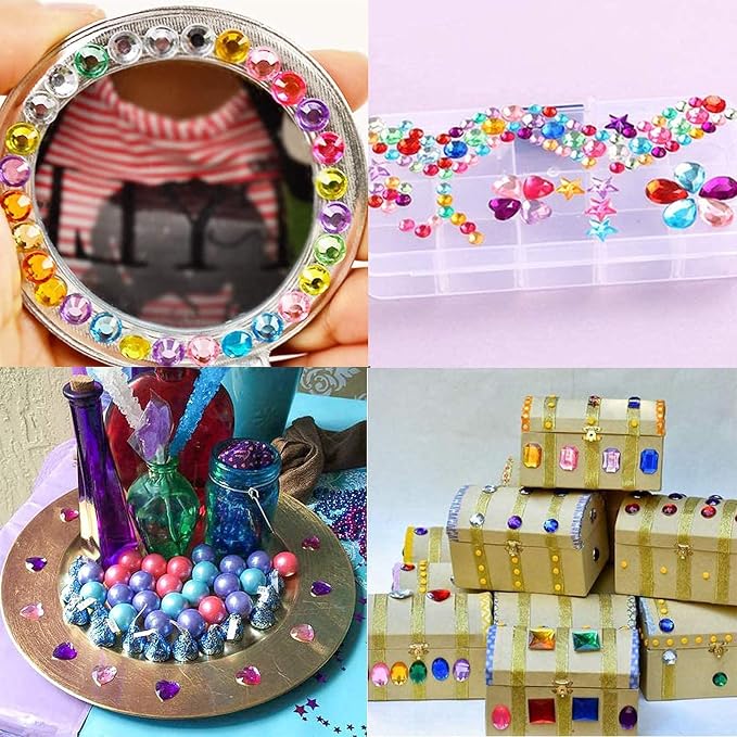 1200 Pcs Acrylic Flatback Rhinestones, 12 Different Shape Gems - Image 6