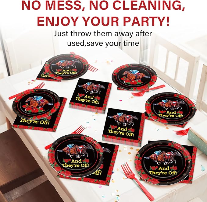 Qyeahkj 100PCS Derby Day Plates and Napkins Party Supplies Horse Racing - Image 5