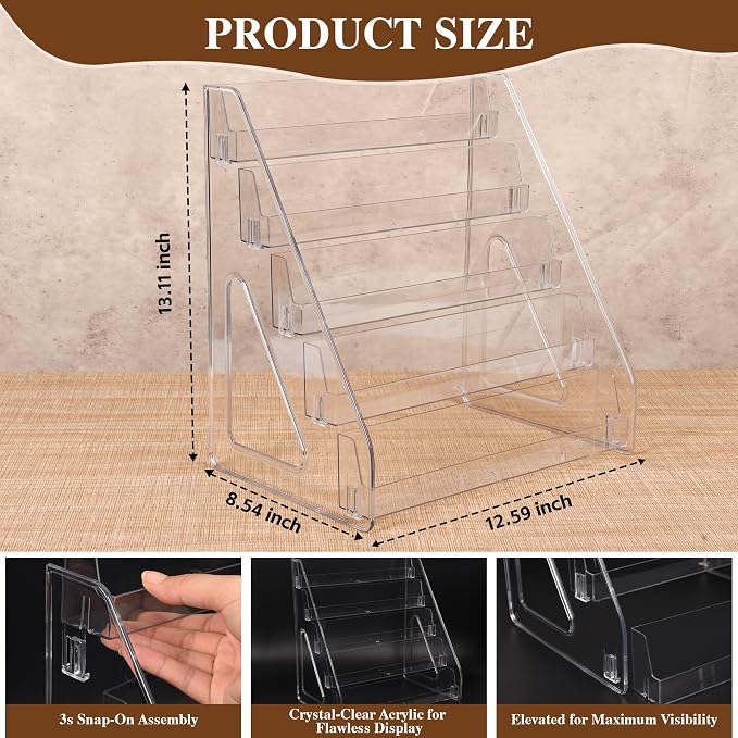 CELSOL 2 Pack Elevated 5 Tier Clear Acrylic Card Display Stand - Image 2