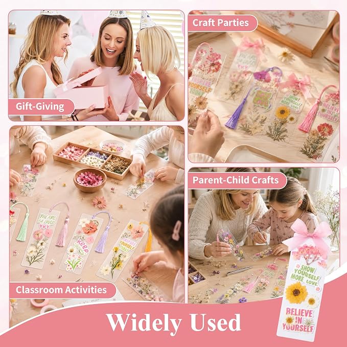 Pressed Flower Bookmark Kit, Includes 80 Dried Flowers, 50 Laminating Pouches - Image 6