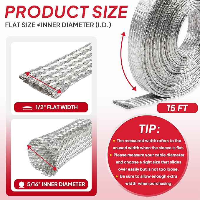 Tinned Copper Grounding Braid Straps Shielding Wire Sheathing Cable Sleeve - Image 2
