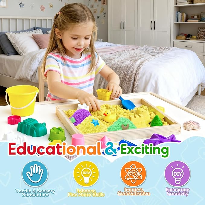 FURWEY 6.6lbs Play Sand, Mixed Packaging of 3-Color Sensory Sand, Suitable - Image 8