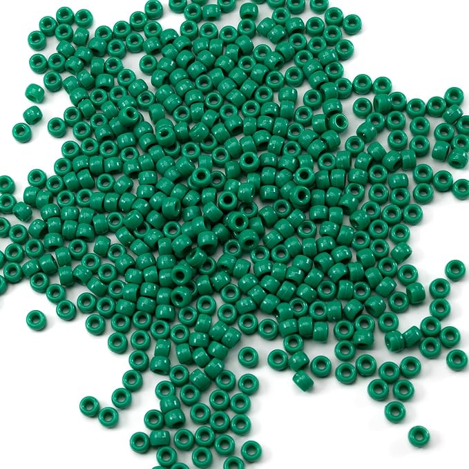 Gxueshan 1000 Pcs Acrylic Green Pony Beads 6x9mm Green Kandi Beads Bulk - Image 2