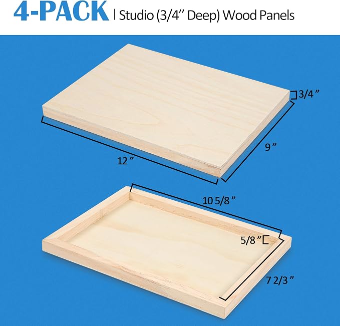 Falling in Art 4 Pack 9x12’’ Unfinished Birch Wood Panels Kit - Image 3