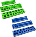 OEMTOOLS 22461 6 Pack Set Metric and SAE Magnetic Socket Tray Set, Green and Blue Socket Organizers, 1/4, 3/8, 1/2 Inch Drive Socket Organizer Tray Set