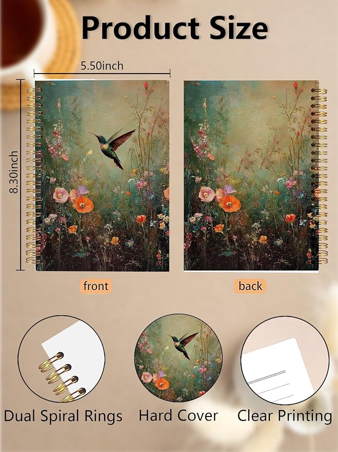 BitKan Vintage Hummingbird Bird Birding Spiral Notebook - Image 2
