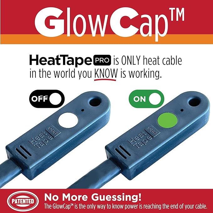 RADIANT SOLUTIONS HeatTapePro - Intelligent Commercial Grade Self-Regulating Heat Cable with GlowCap™ - 10 YR warranty - Ice Dam & Pipe Freeze Protection - 137 ft cable + 10 Ft Cord, 120V, 6 watts/Ft