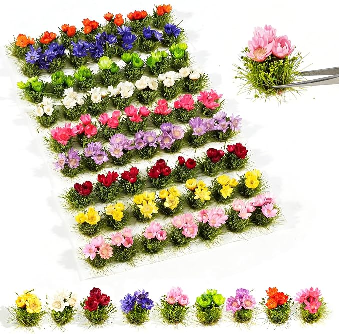 Warmtree 63 Pcs Miniature Colorful Flower Cluster Static Grass Tufts Self by Warmtree