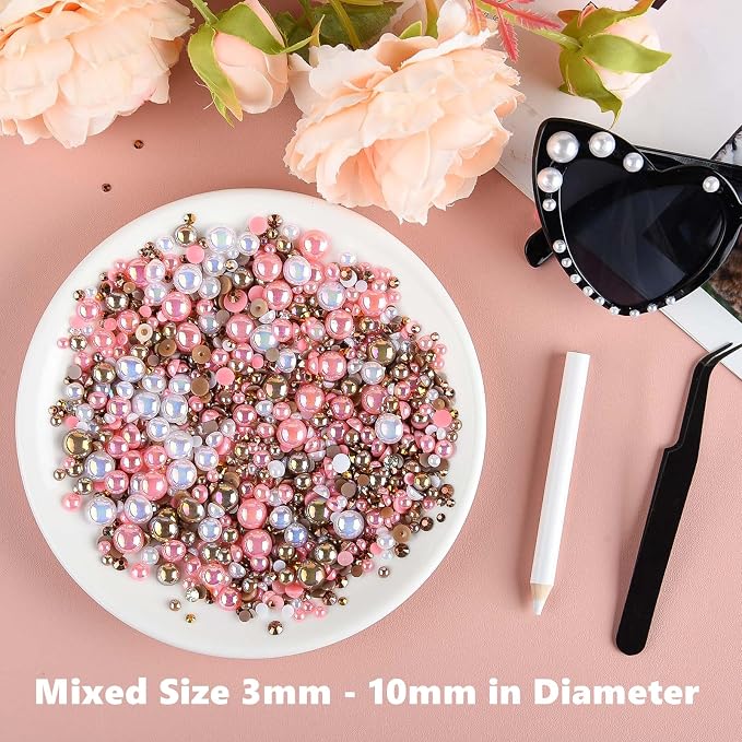 ASTARON 50g Mix Flatback Rhinestones Half Pearls - Image 3