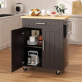 Shintenchi Kitchen Island cart with Storage, Portable Bar Cabinet on Wheels, Rolling Microwave Cart Side Table with Workstation for Kitchen, Dinning Room, Brown