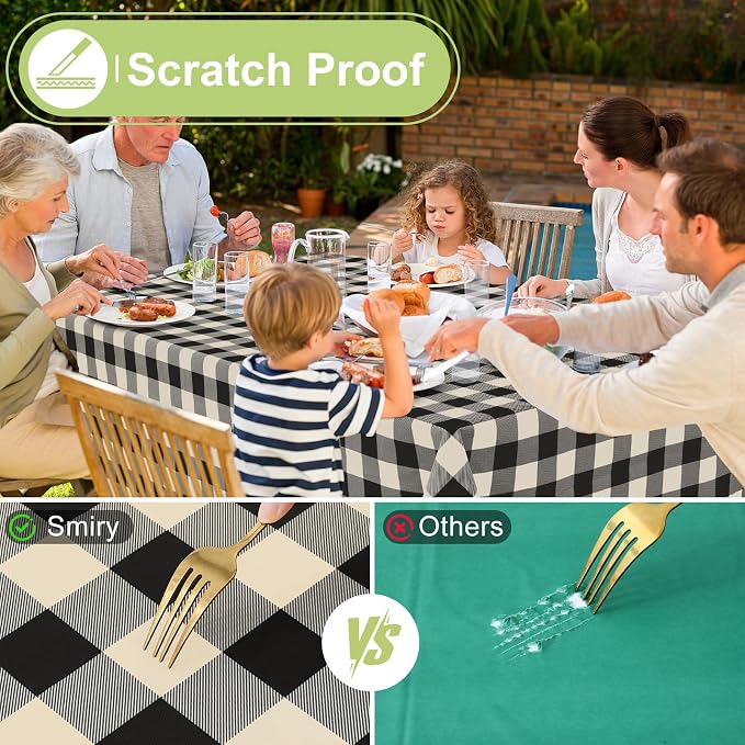 Smiry Rectangle Table Cloth, Waterproof Vinyl Tablecloth - Image 5