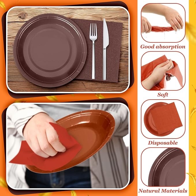 Zhehao 120 Pcs Disposable Paper Plates and Napkins Bulk Birthday Party - Image 4