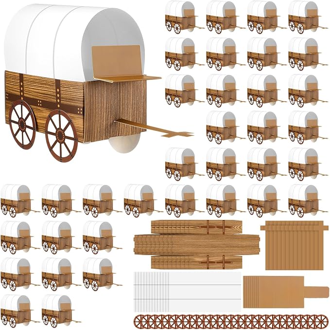 Motipuns 36 Pcs 3D Western Covered Wagon Craft Kit Toy Wagon by Motipuns