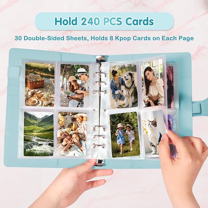 A5 Kpop Photocard Binder with 30 Pack 4-Pocket Card Pages, 6 Ring A5 Binder - Image 2