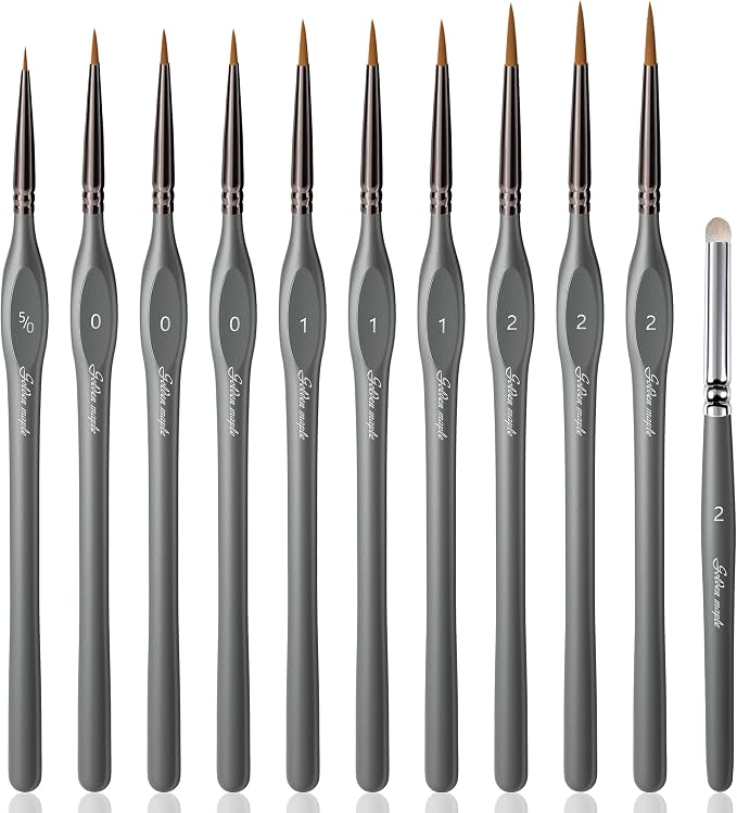 Golden Maple Miniature Paint Brushes Drybrush-10pcs Model Detail Paint Brush Set by goldenmaple