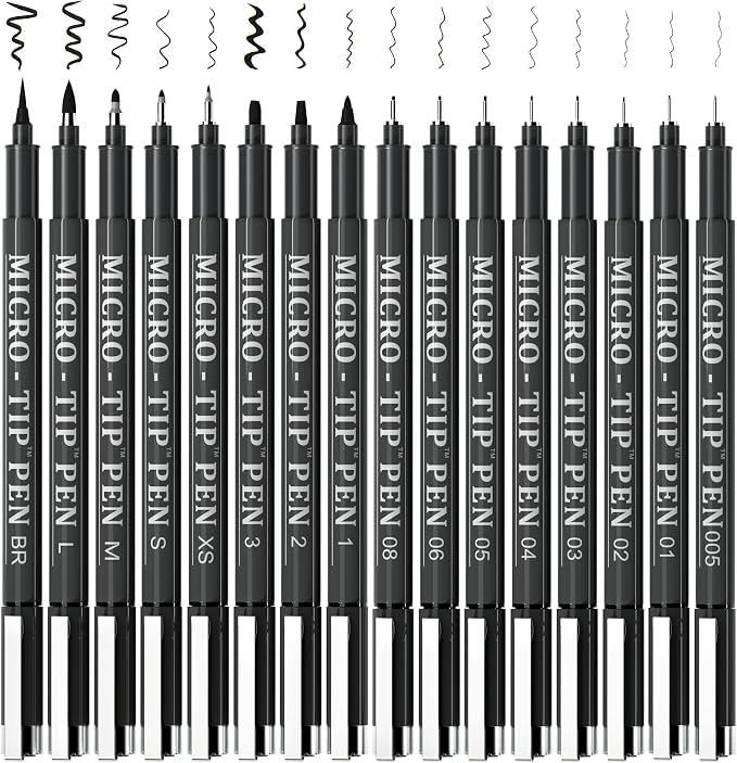 Tebik 16 Pack Calligraphy Pens, Hand Lettering Pens, Brush Markers Black Ink by Tebik