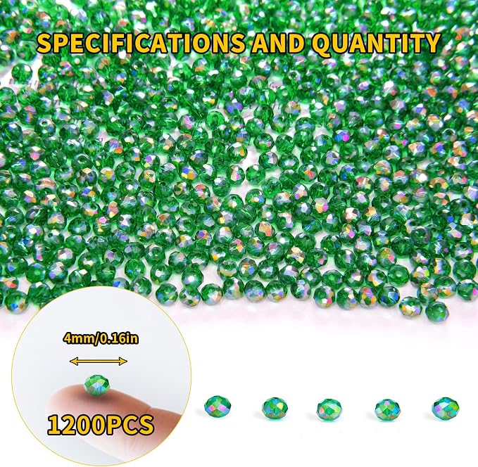 1200Pcs 4mm Crystal Glass Beads - Image 2