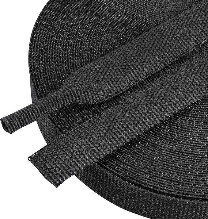 50% Ratio Heat Shrink Automotive Wire Loom Shrinkable Braided Sleeving Fabric Shrink Tubing Wear-Resistant Woven Wire Sheathing(3/8"-18ft)