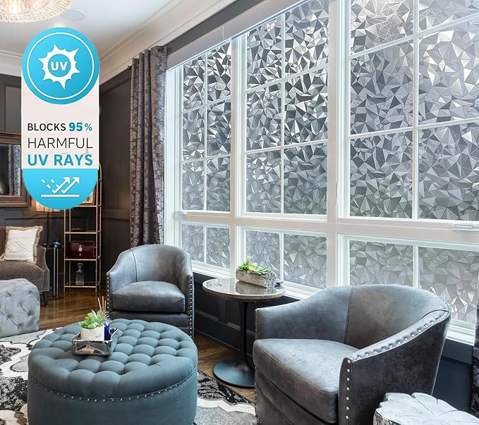 Bloss Privacy Window Film, 3D Diamond Decorative Windows Cling Stained Glass - Image 2