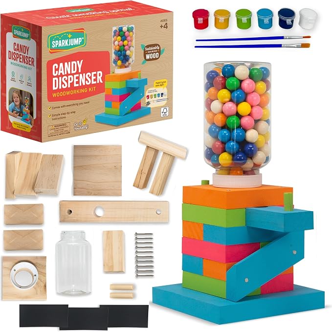SparkJump Candy Dispenser Woodworking Kit – Complete STEM Building Kit by SparkJump