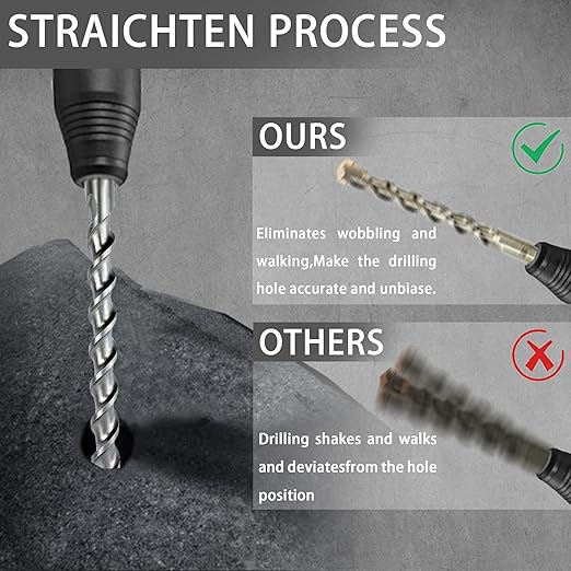 Direko 10-Piece 7/16 inch x 8 Inch SDS Plus Rotary Hammer Drill Bits Carbide Tipped Concert Drill Bits for Concrete, Brick, Cement Walls, Stone, Hammer Drill Bits for Concrete