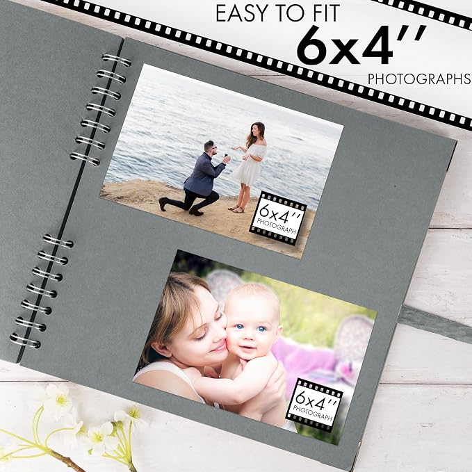 Bstorify 10 x 10 Inches Scrapbook Album 70 Pages Grey Thick Kraft Paper Corner - Image 4